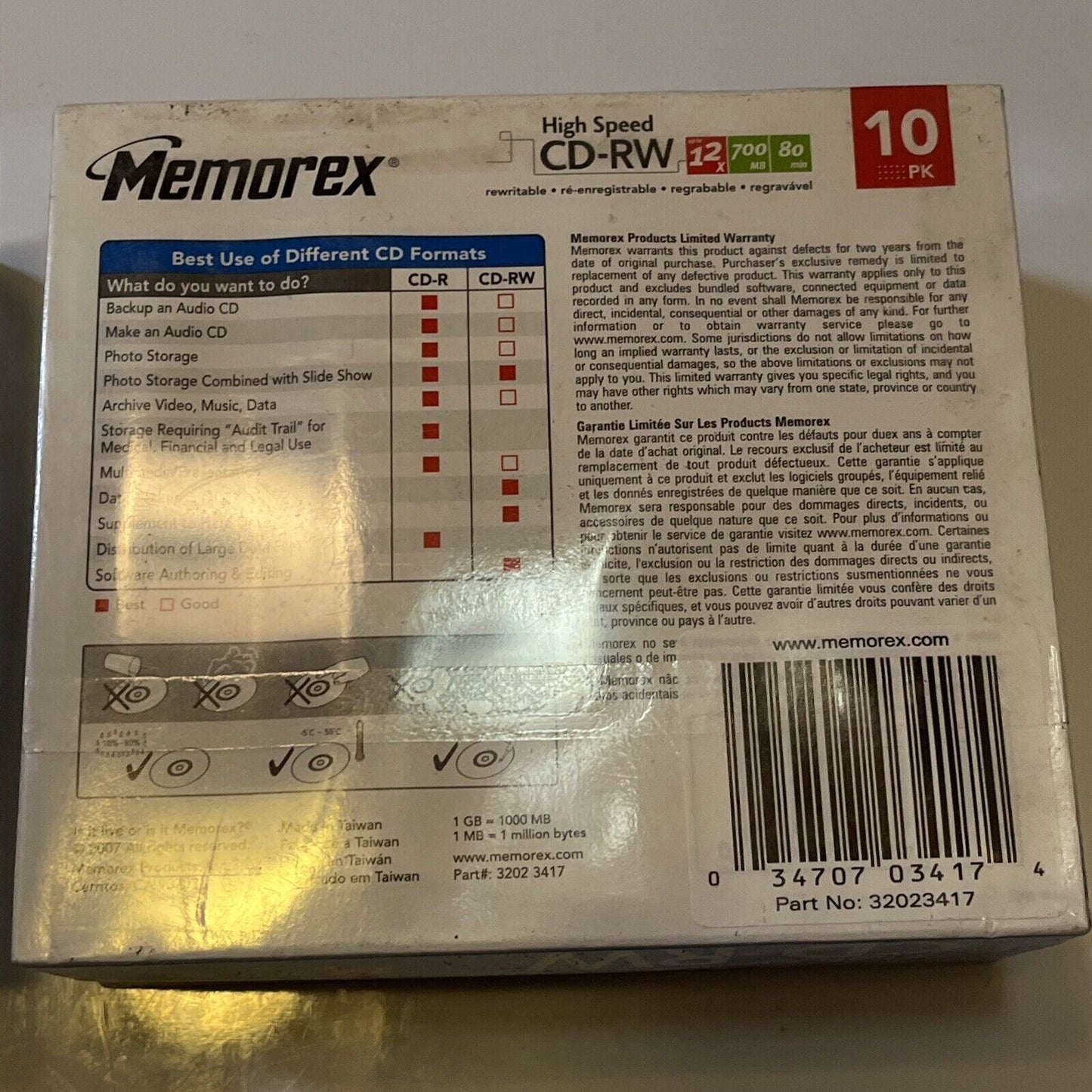 2x Memorex High Speed Blank CD-RW 10pk 12x 700MB 80 Min