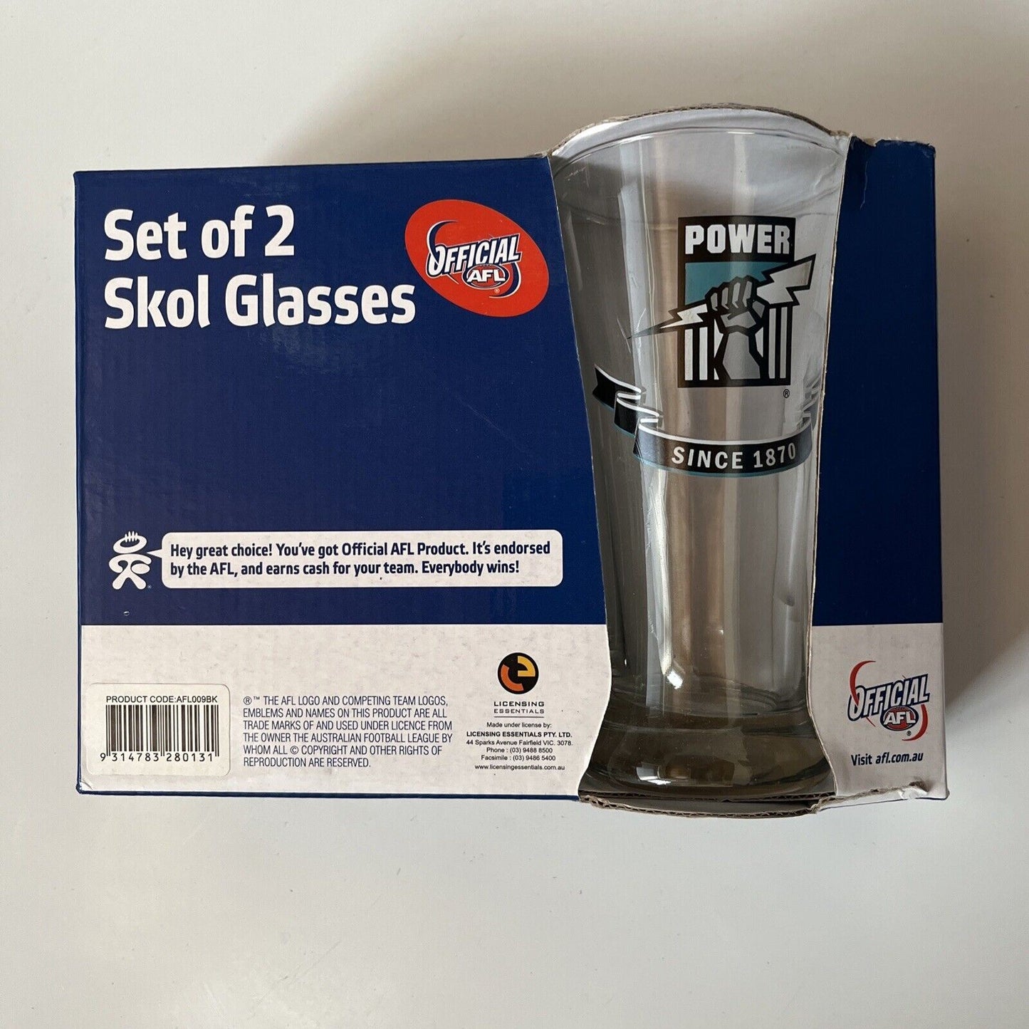 Official AFL Port Power Set of 2 Skol Glasses