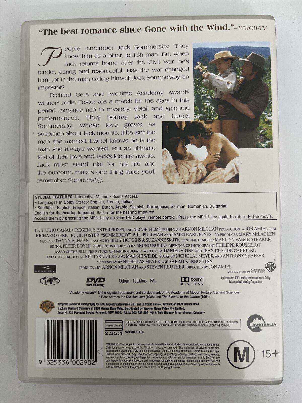 Sommersby (DVD, 1993) Richard Gere, Jodie Foster, Bill Pullman. Region ...