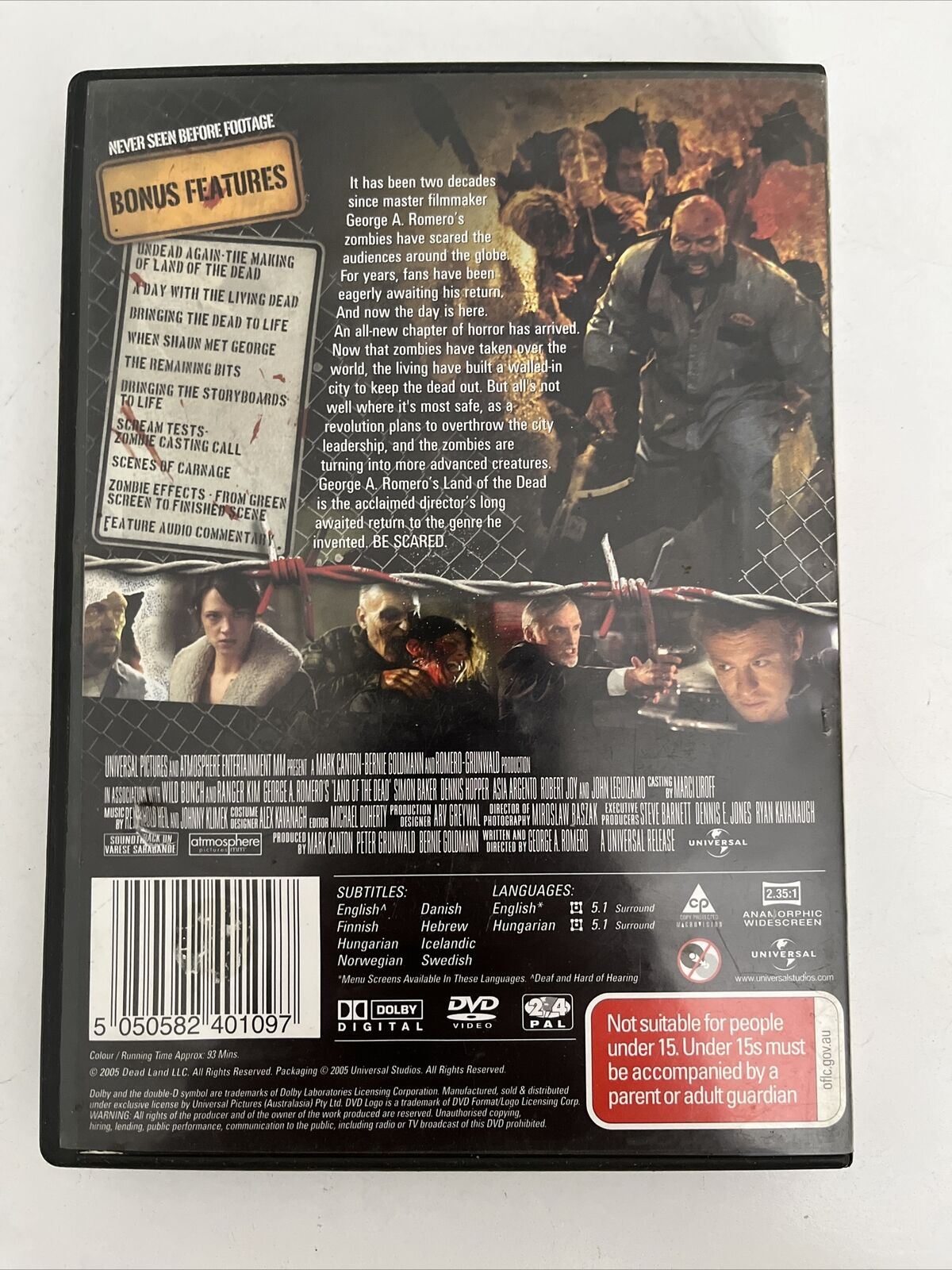 Land Of The Dead (DVD, 2005) Simon Baker, Dennis Hopper, John Leguizamo Region 4