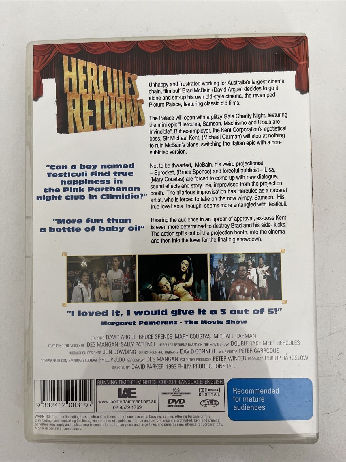 Hercules Returns (DVD, 1993) David Argue, Mary Coustas. Aussie Comedy Film NEW