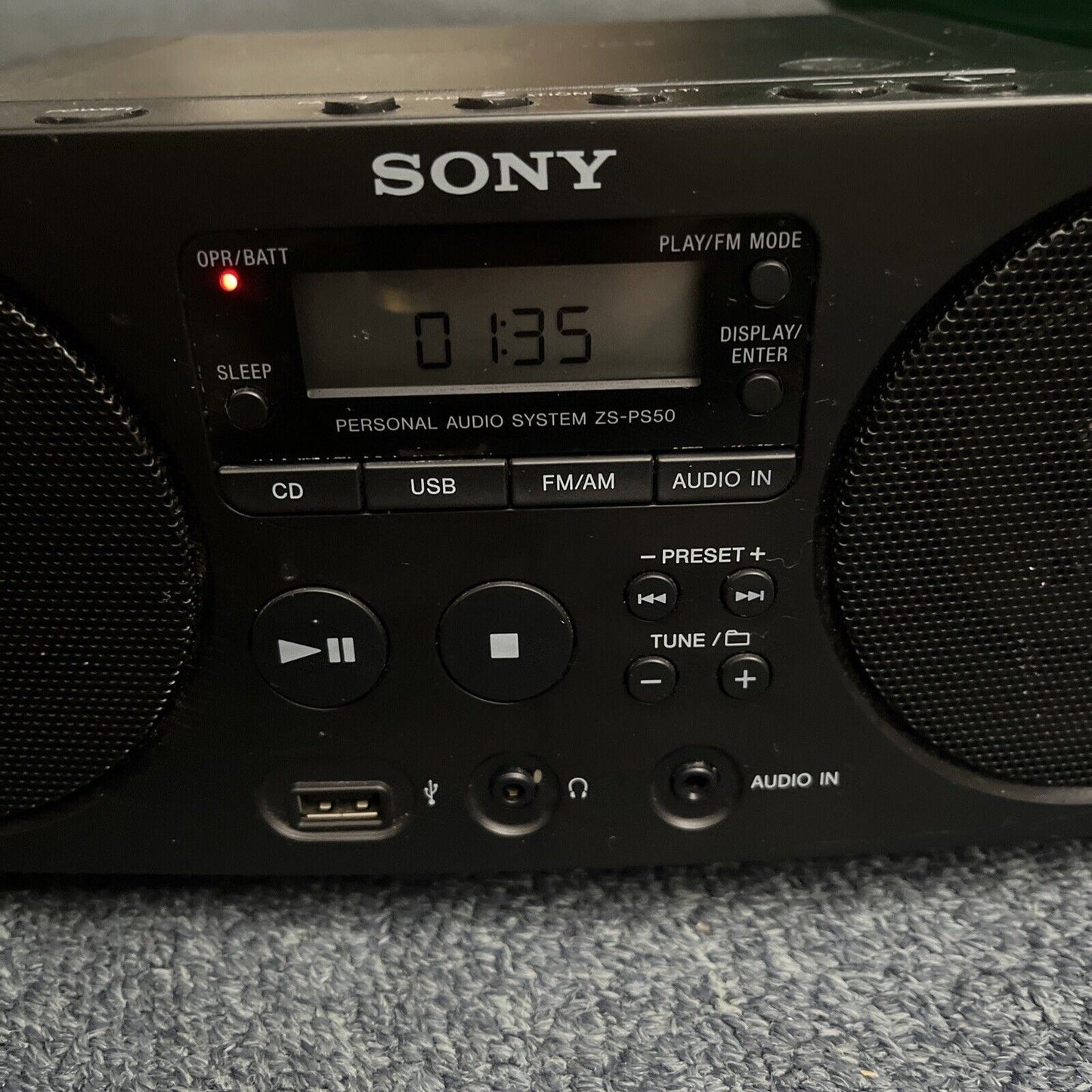 Sony ZS-PS50 CD Boombox with AM/FM Radio Tuner USB - Tested with Excellent Sound