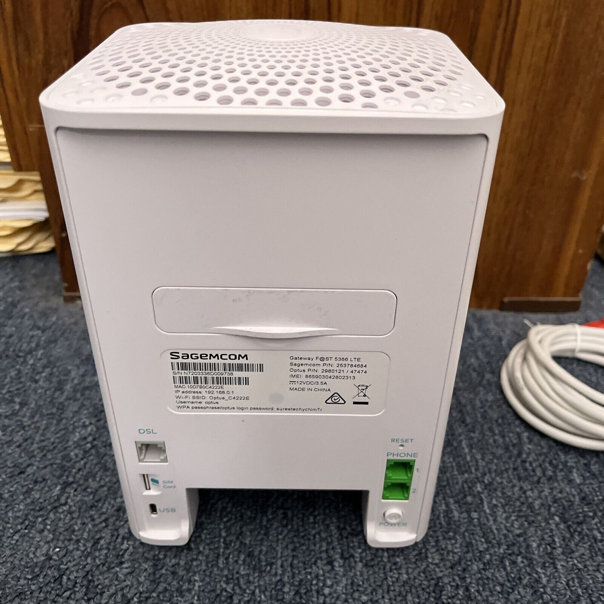 Optus Sagemcom Gateway Fast 5366 LTE 4G Backup WIFI Router – Retro Unit