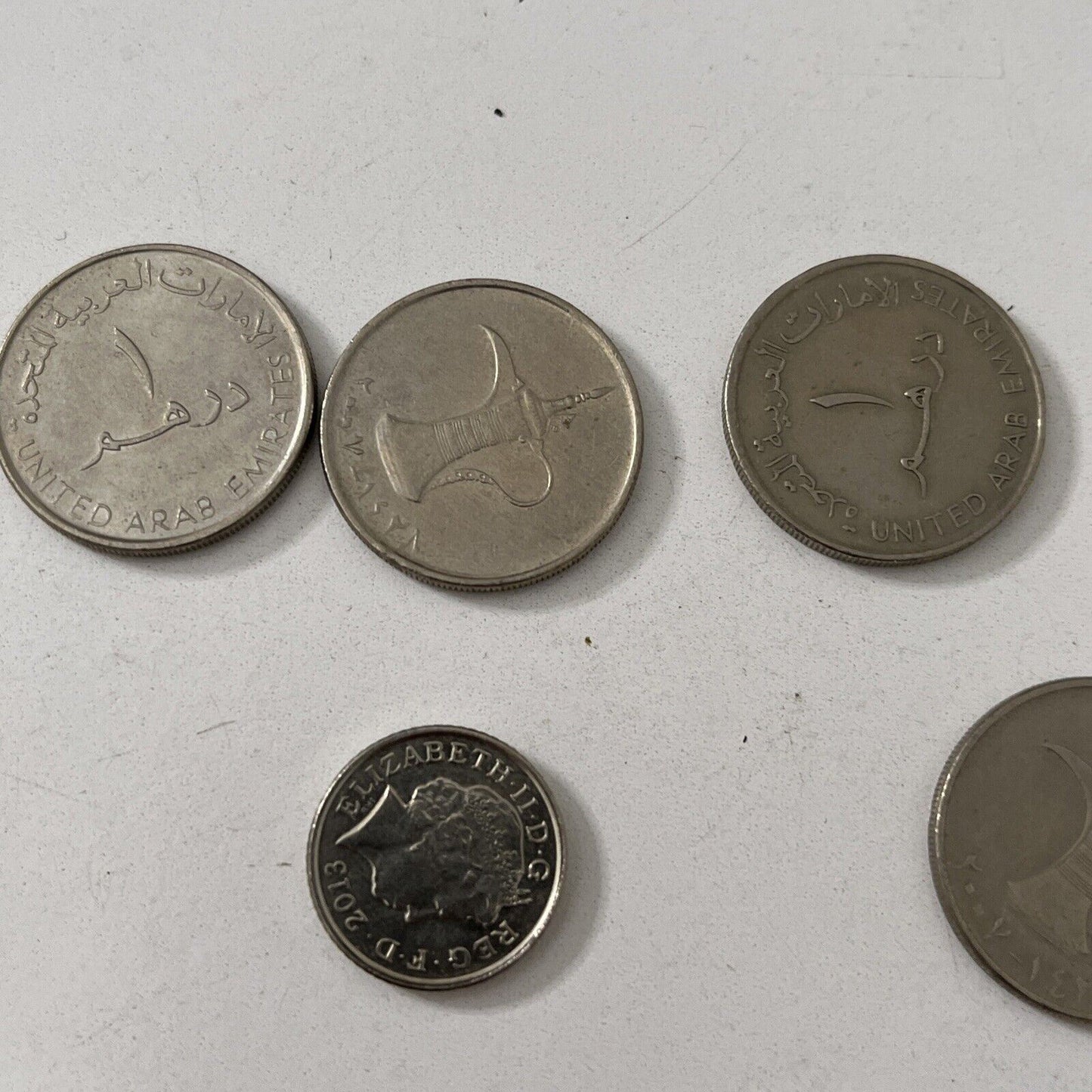 10 Mixed Lot Coins Singapore 1987 50 Cents 20 pence 1 penny 5 pence UAE coins