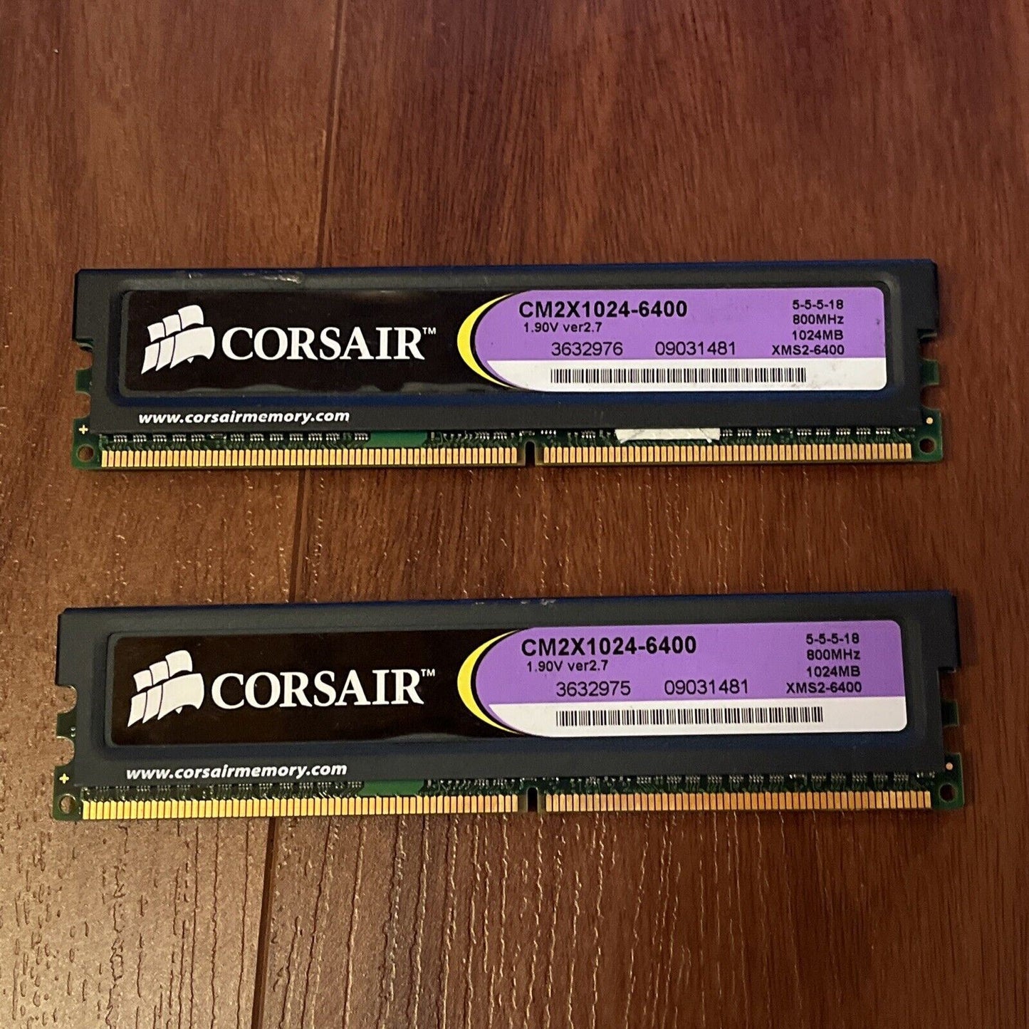 2x Corsair DDR2 800Mhz 1024MB CM2X1024-6400 Memory RAM