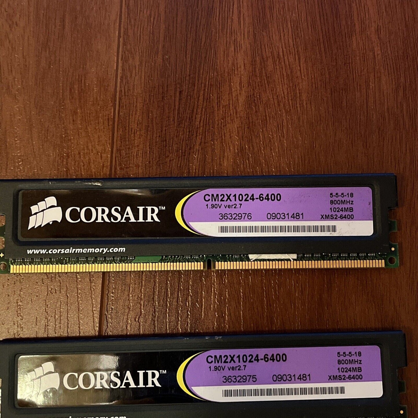 2x Corsair DDR2 800Mhz 1024MB CM2X1024-6400 Memory RAM