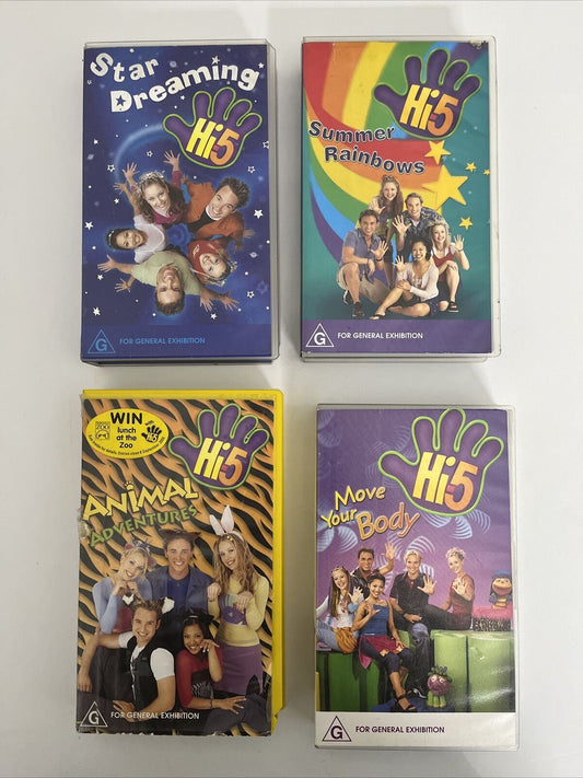 4x Hi-5 Hi5 Star Dreaming, Animal Adventures, Move Body, Summer Rainbows VHS PAL