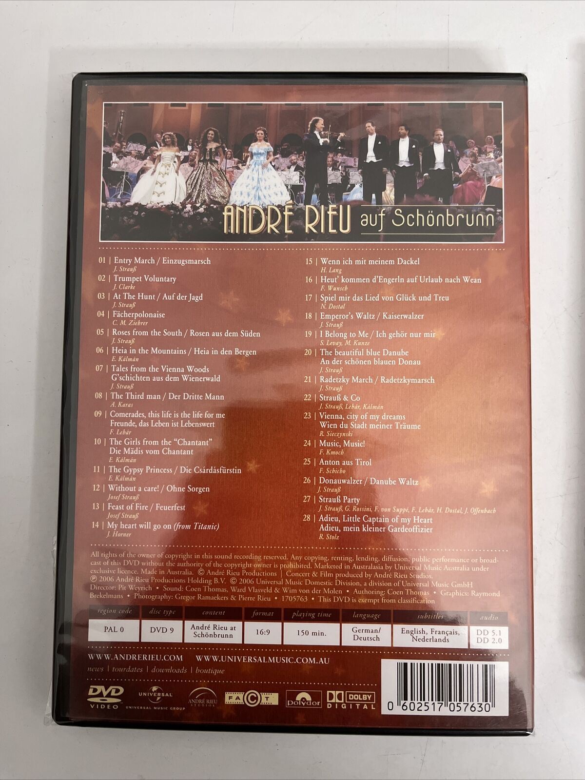 André Rieu - Schonbrune Vienna + Christmas Around the World DVD All Regions NEW