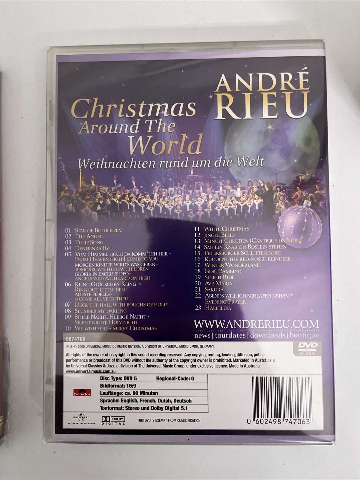 André Rieu - Schonbrune Vienna + Christmas Around the World DVD All Regions NEW