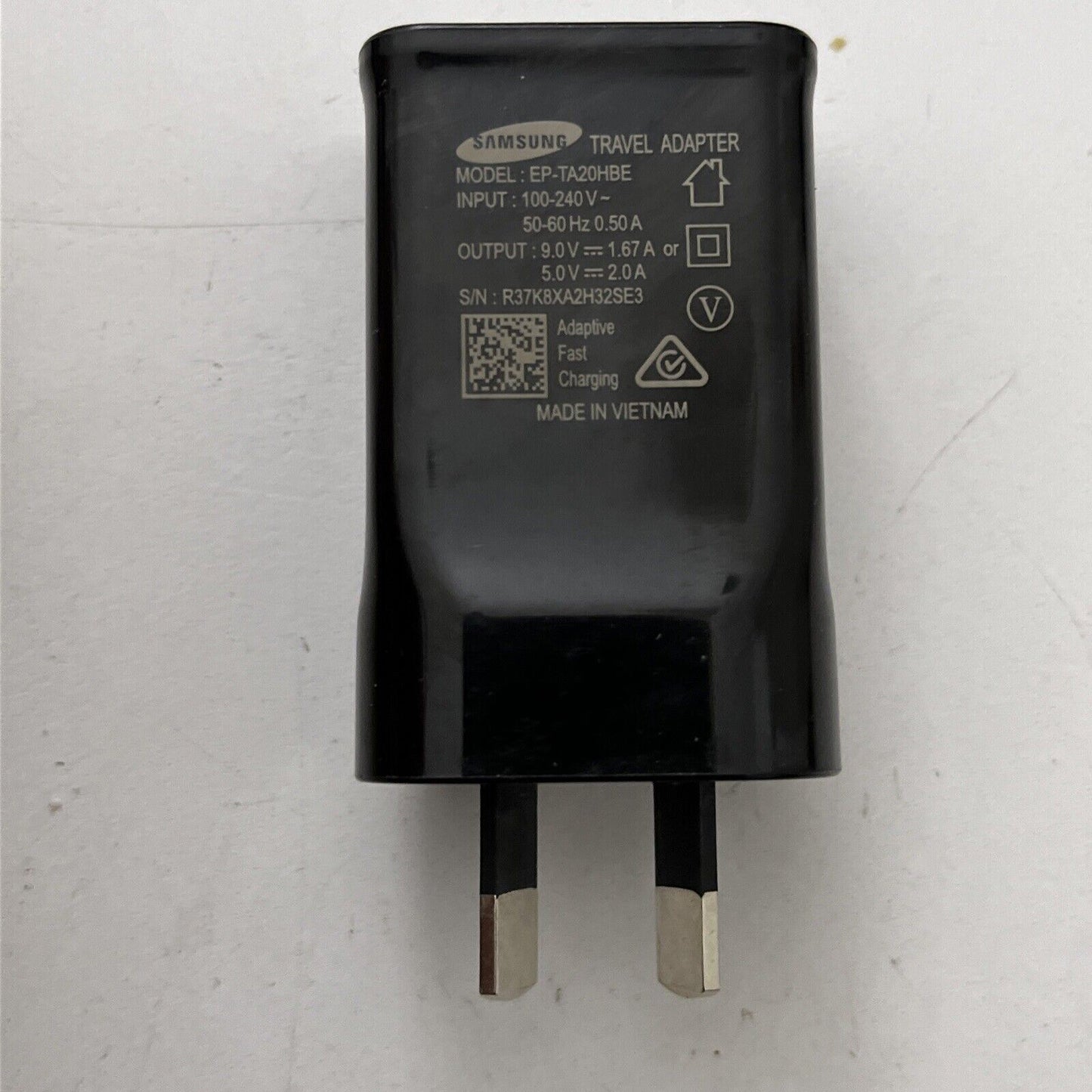 Genuine Samsung Travel Adapter EP-TA20HBE Adaptive Fast Charge Charging 9v