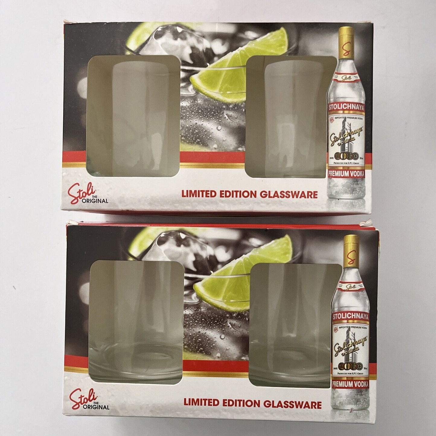 2x Genuine Stolichnaya Vodka Limited Edition Glassware NEW