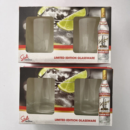 2x Genuine Stolichnaya Vodka Limited Edition Glassware NEW