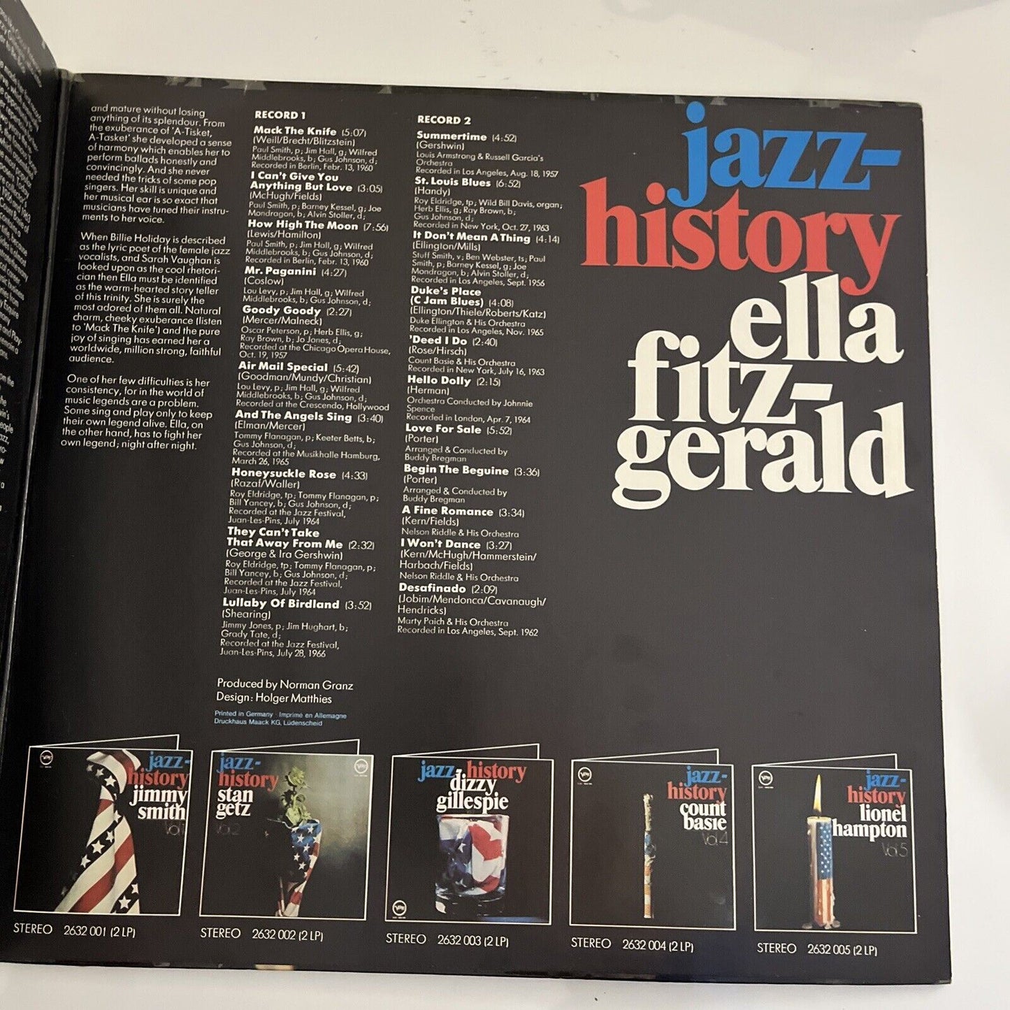 Ella Fitzgerald – Jazz History Vol. 7 1972 Vinyl Record Double LP