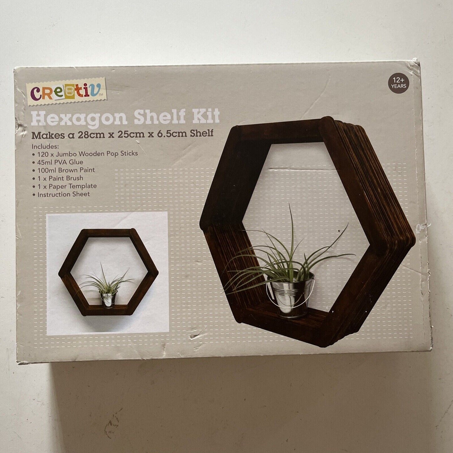 Hexagon Shelf Kit 28cm x 25cm x 6.5cm Shelf NEW