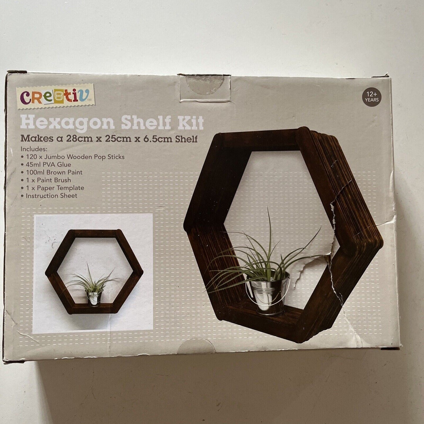 Hexagon Shelf Kit 28cm x 25cm x 6.5cm Shelf NEW