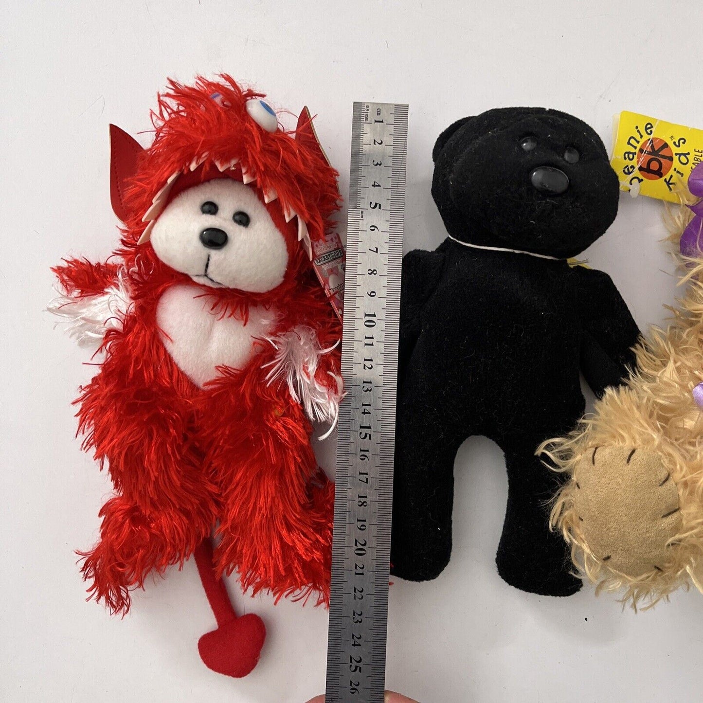 2x Beanie Baby - Devil, Black Beanie Baby and Birthday Bear