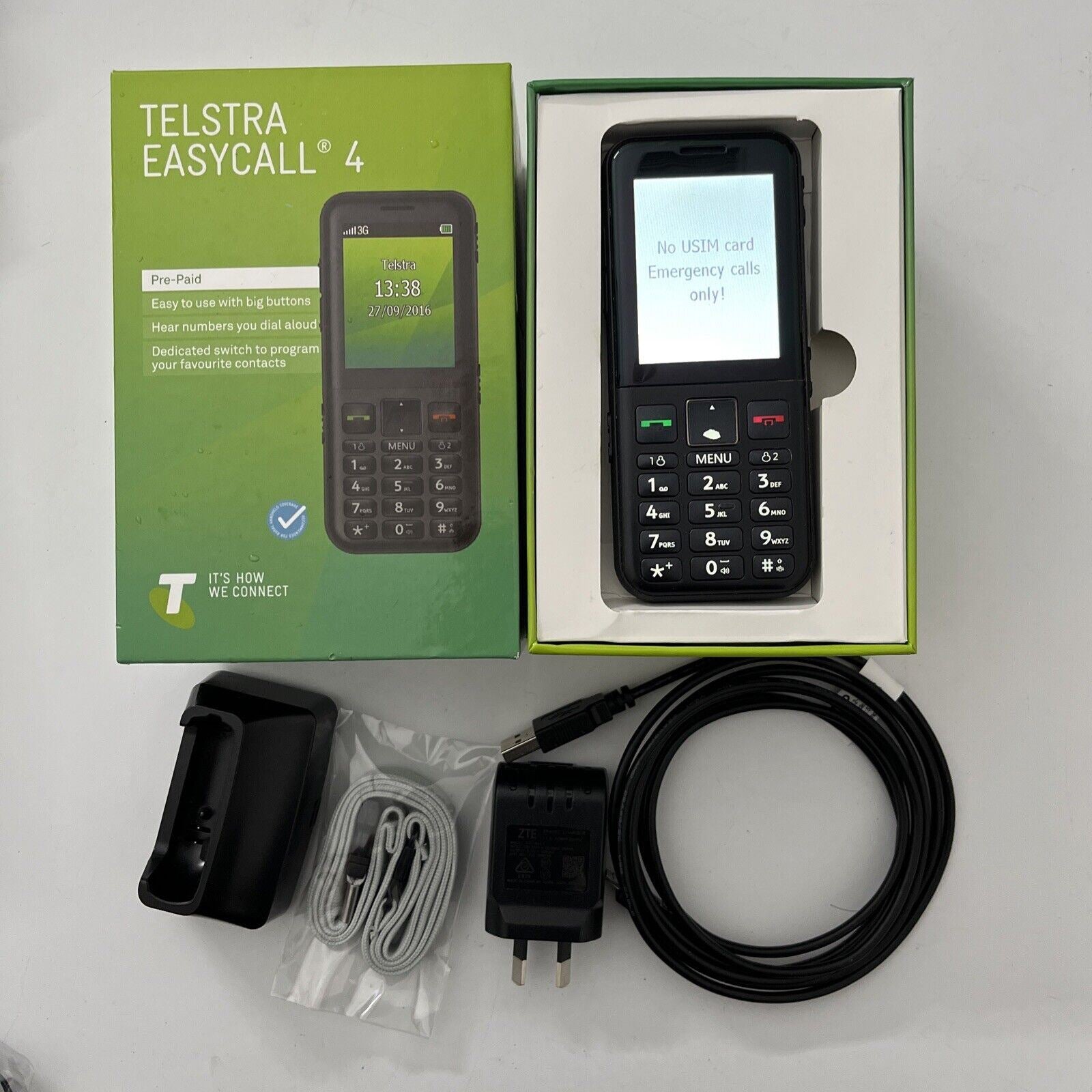 Telstra Easy Call 4 ZTE T403 Big Button Mobile Phone – Retro Unit