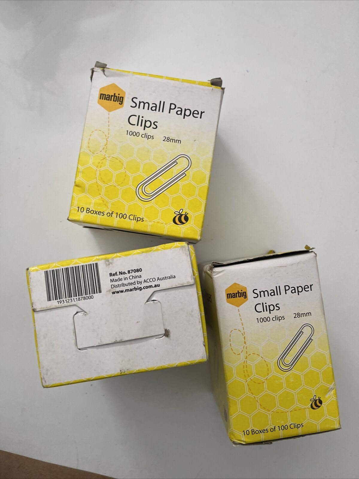 3 Boxes Marbig Small Paper Clips 3000 NEW