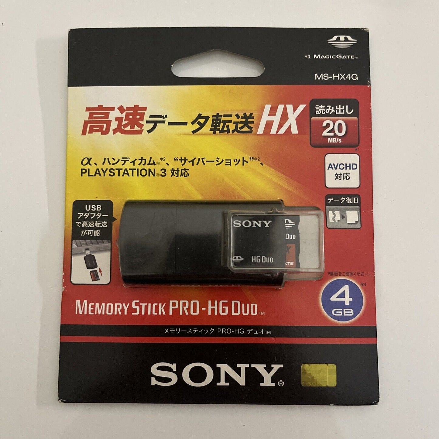 NEW Genuine Official Sony Memory Stick PRO HG Duo 4GB with USB