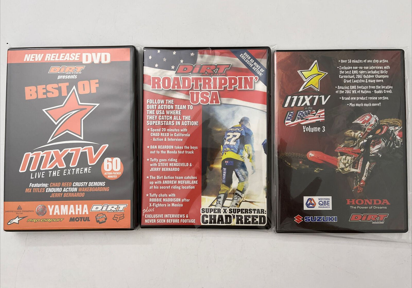 3x Dirt Action Motocross DVD - Best Of, Road Trippin, MXTV In USA DVD All Region