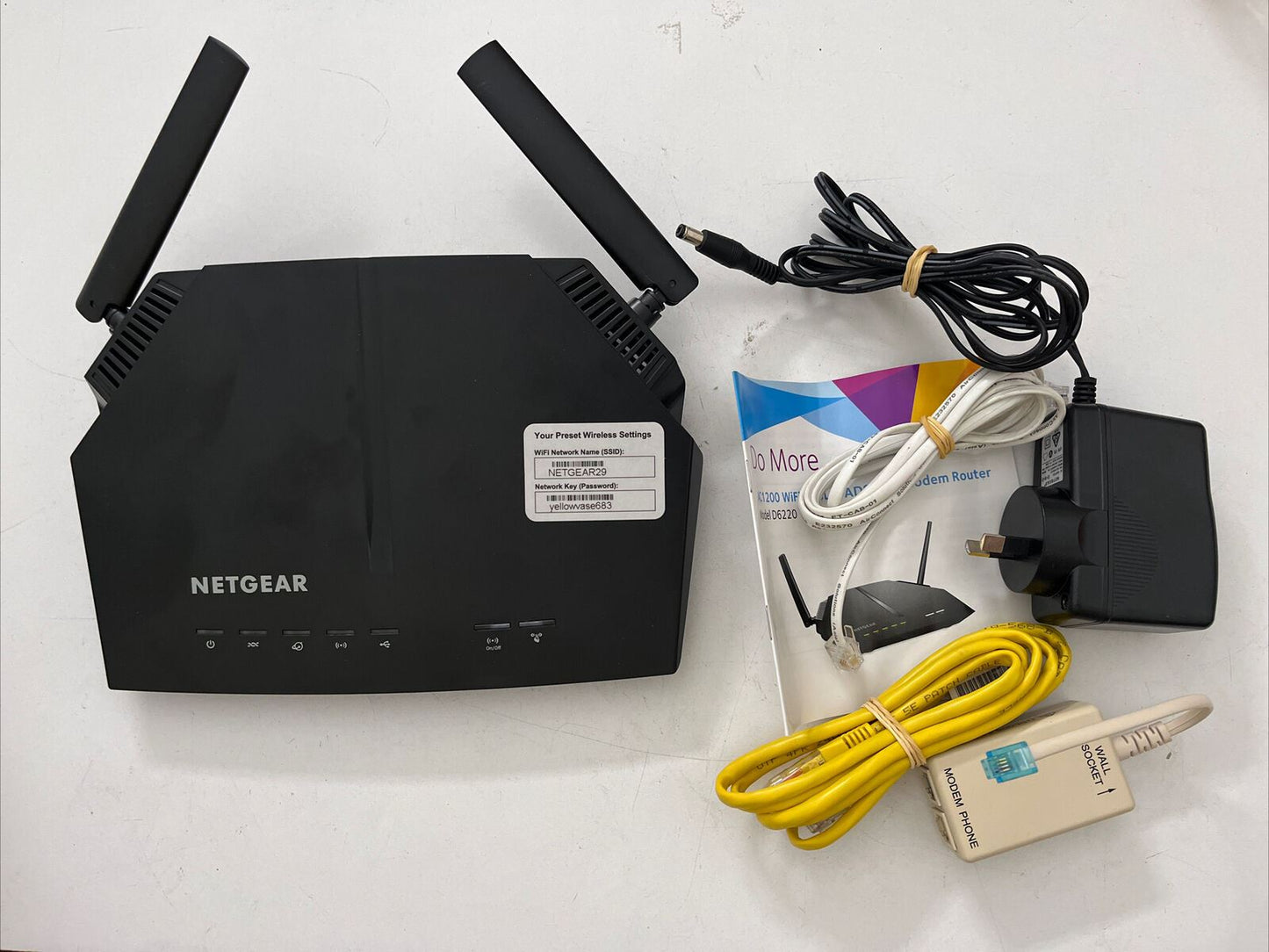 Netgear D6220 AC1200 Wireless Wifi VDSL2 ADSL2+ Modem Gigabit Router TESTED