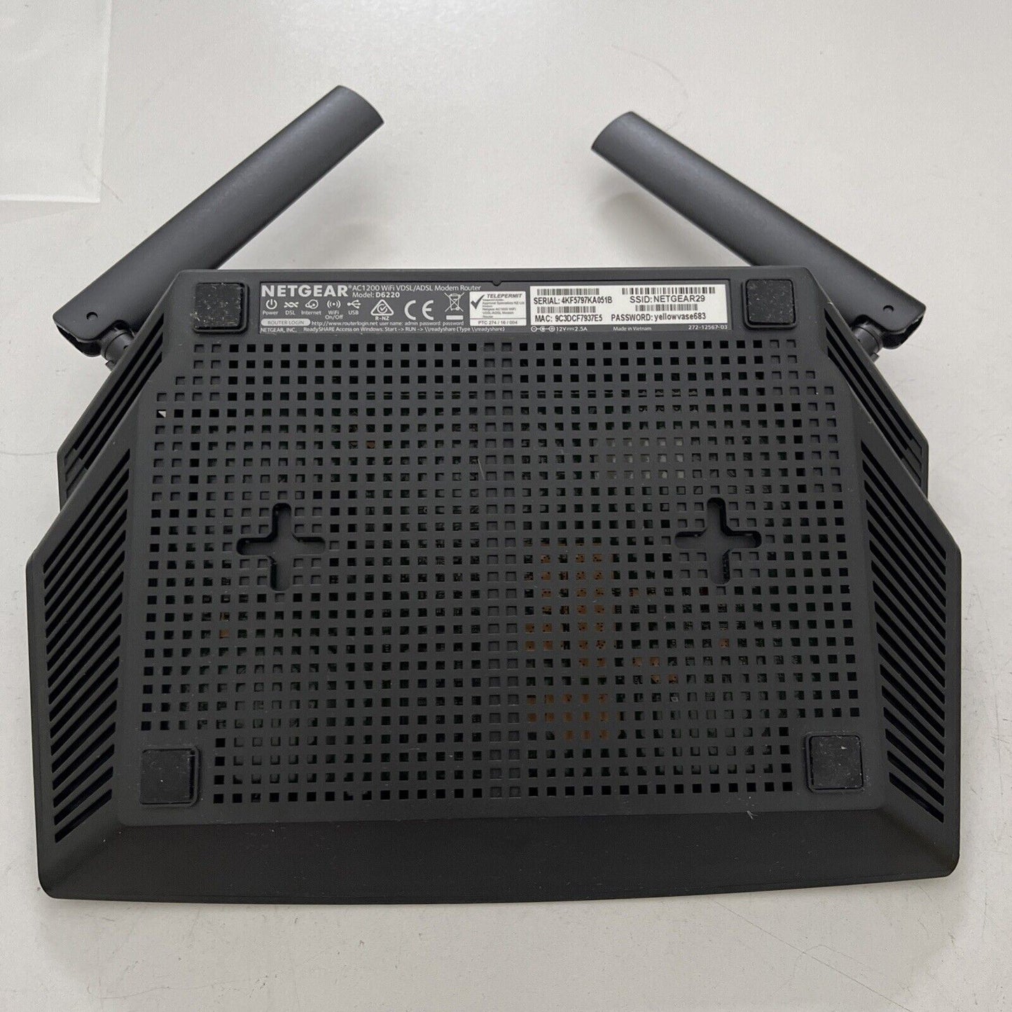 Netgear D6220 AC1200 Wireless Wifi VDSL2 ADSL2+ Modem Gigabit Router TESTED