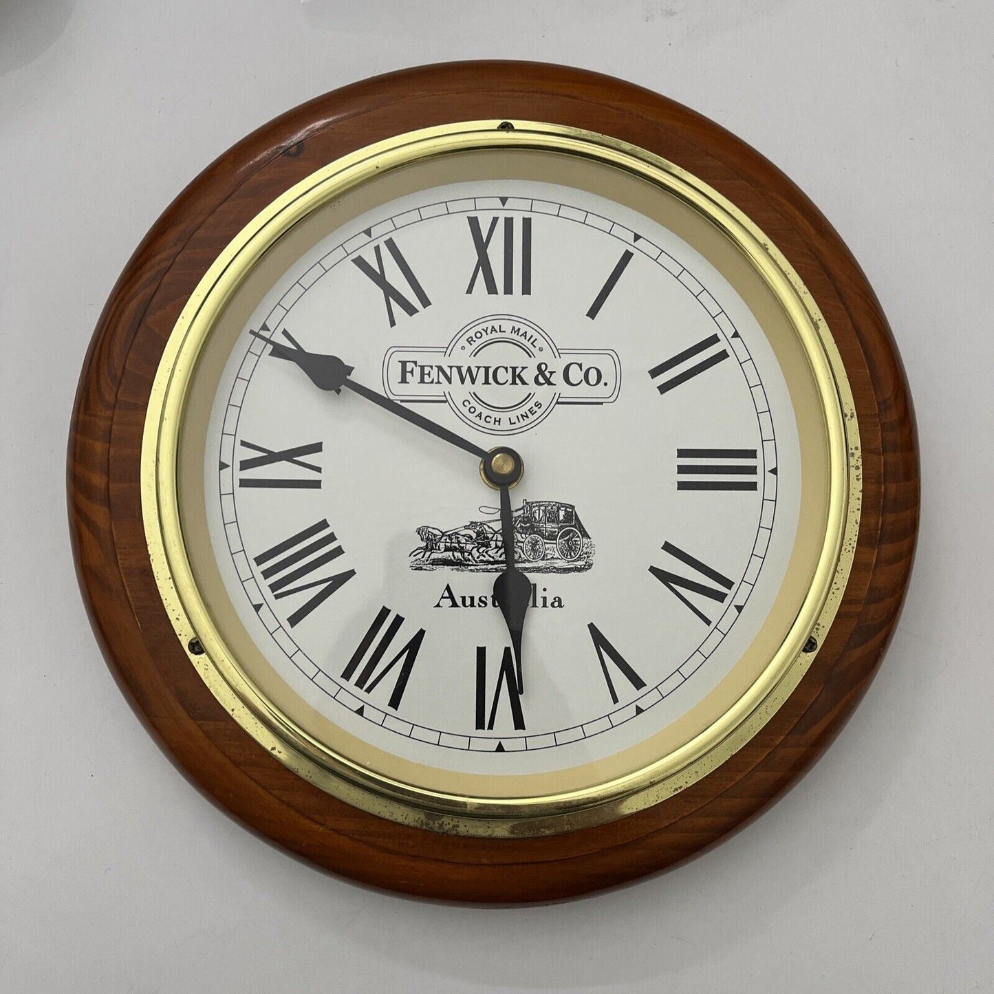 Vintage FENWICK & CO Royal Mail Coach Line Australia Wall Clock 26cm