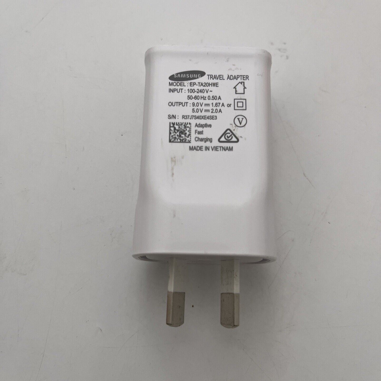 Genuine Samsung Adaptive Fast Charging EP-TA20HWE Travel Adapter