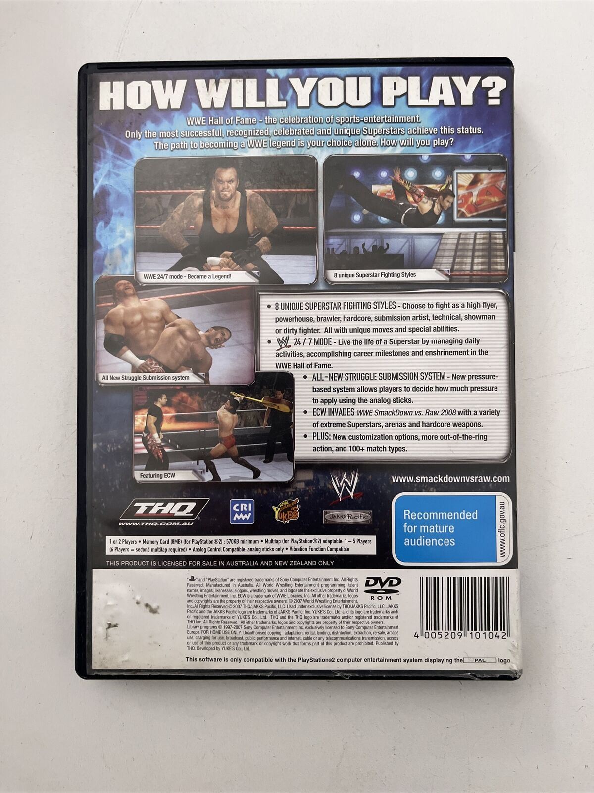 Smack Down Vs RAW 2008 - Sony PlayStation 2 PS2 PAL Game