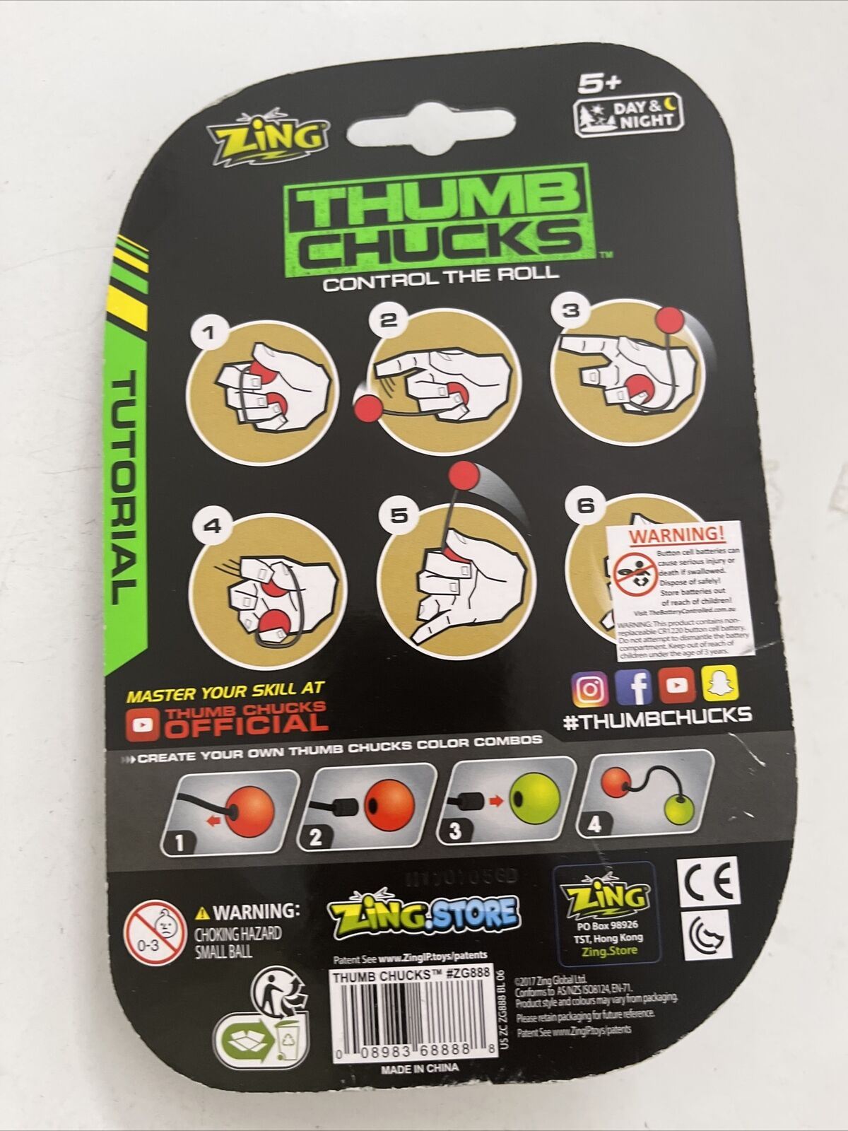 NEW Thumb Chucks Control The Roll Ages 4 Skill Play Lights Up