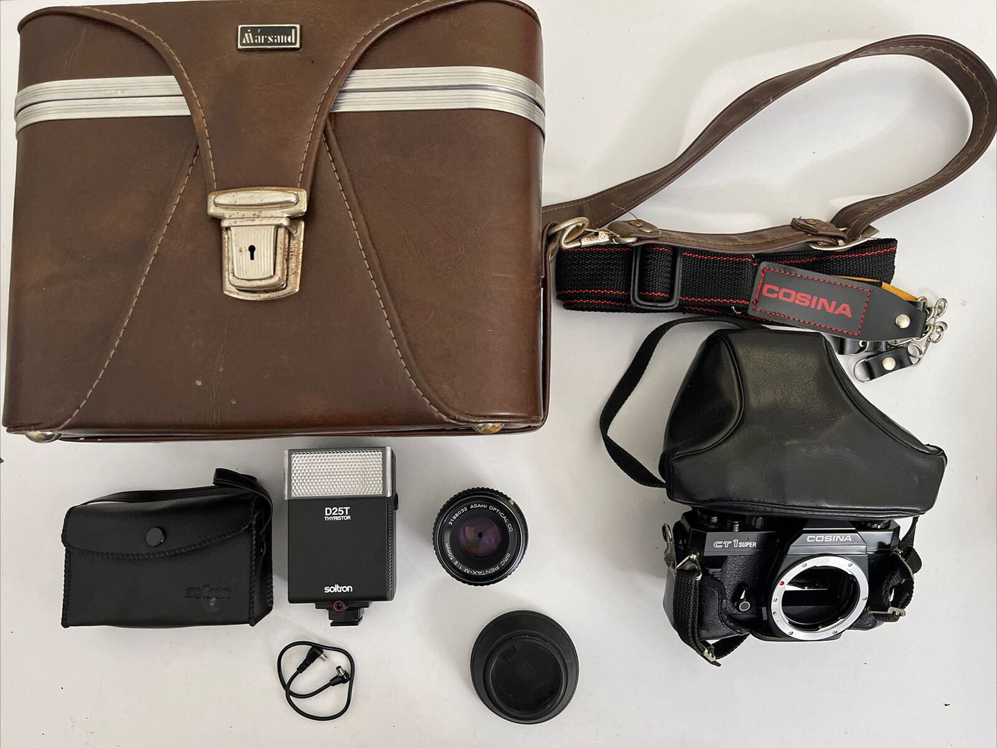 Cosina CT1 Super 35mm Film Camera with Pentax 50mm Lens, Flash & Bag Made Japan