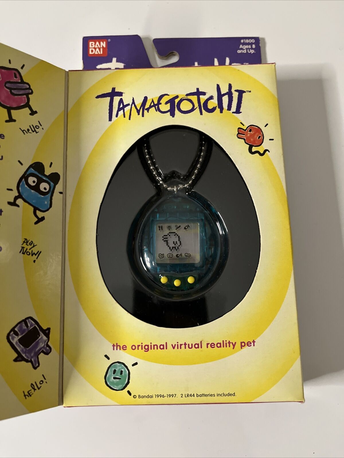 Bandai Tamagotchi 1997 Blue Transparent Yellow #1800 Genuine NEW