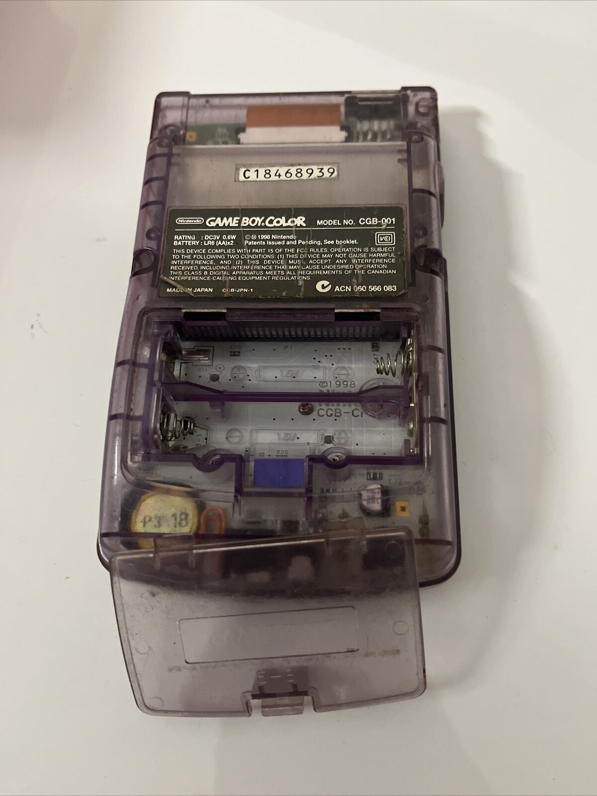 Nintendo Gameboy Color Transparent Purple Made in Japan Version