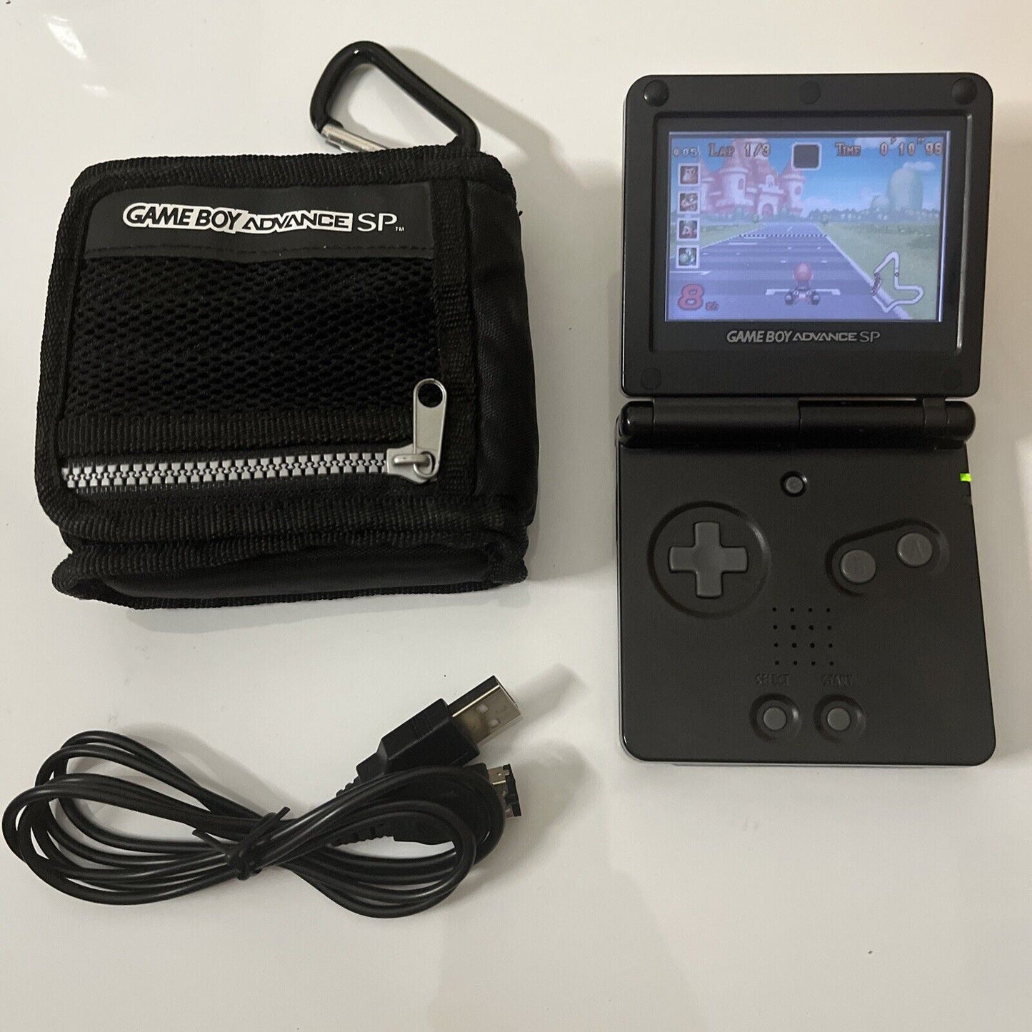 Nintendo Game Boy Advance SP Onyx Handheld System with Official Case and Charger