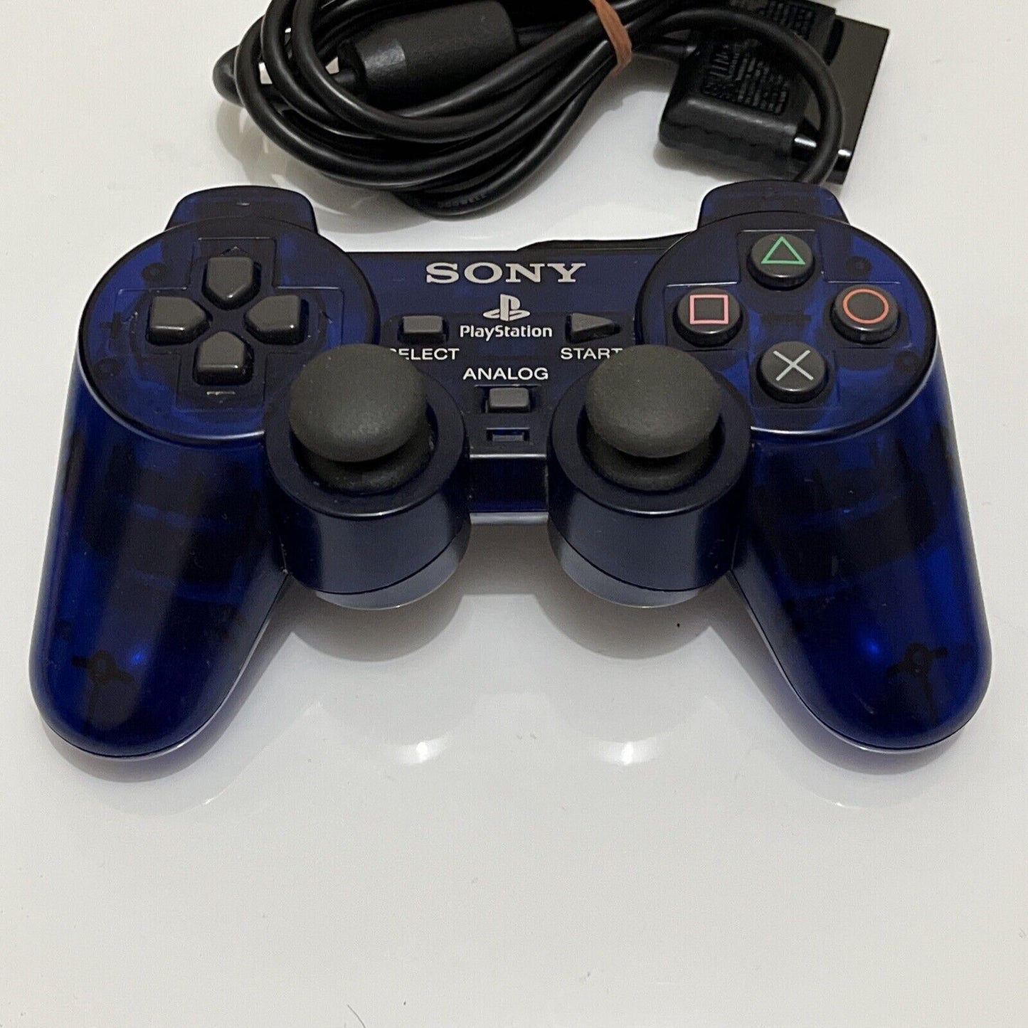 Sony Playstation 2 Dual Shock 2 Controller SCPH-10010 PS2 Transparent Dark Blue