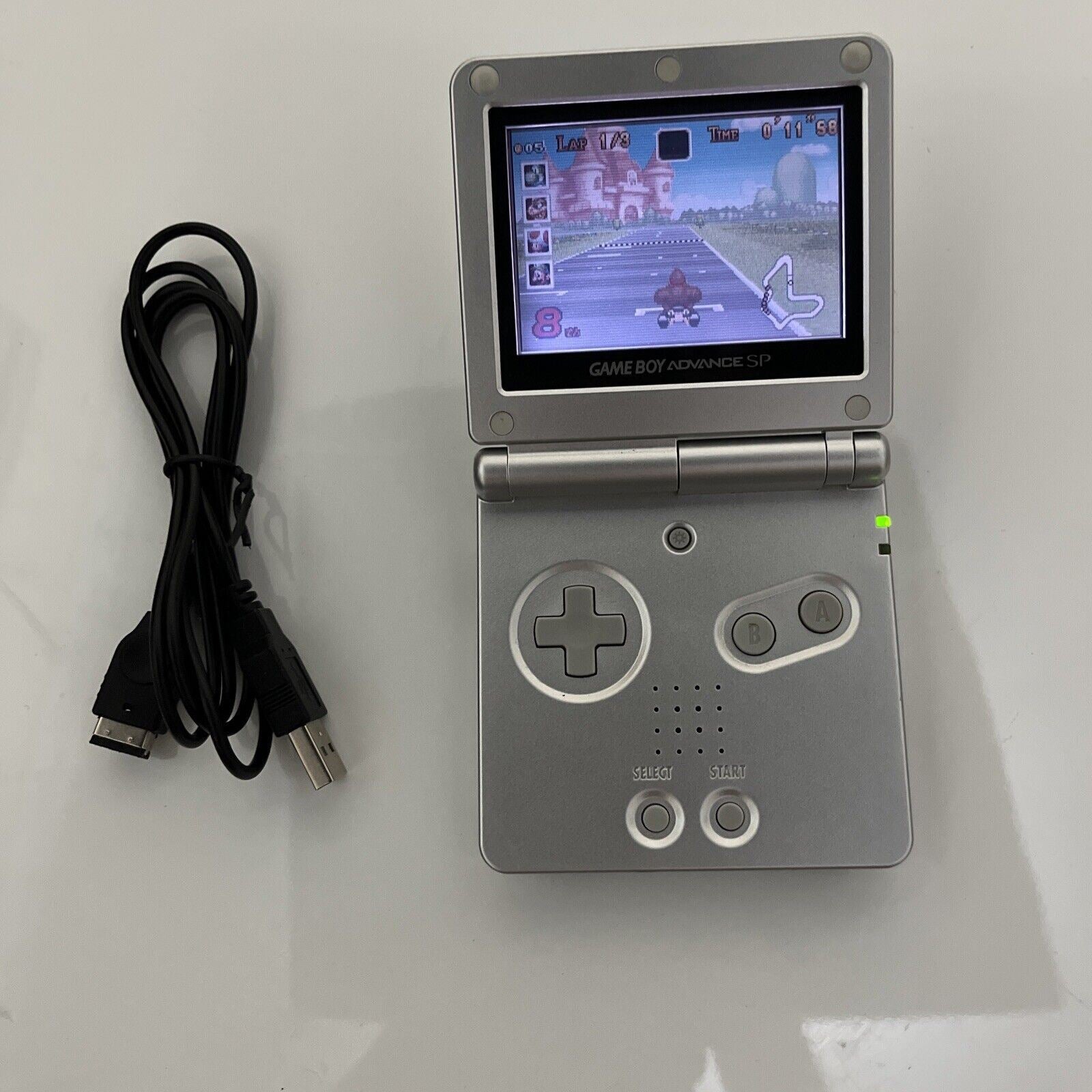 Gameboy Silver Nintendo Game Boy Advance SP Silver Handheld System includes USB Charg ...