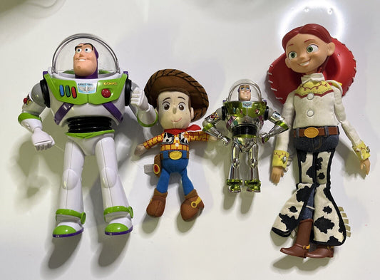 4x Disney Pixar Toy Story Figure - Woody, Buzz Lightyear, Jessie, Buzz Chrome