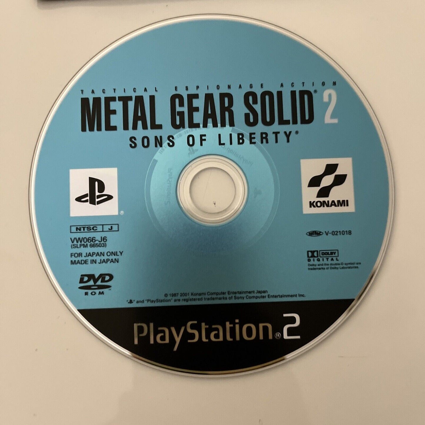 Metal Gear Solid 2 Sons of Liberty - Sony PlayStation PS2 NTSC-J JAPAN Complete