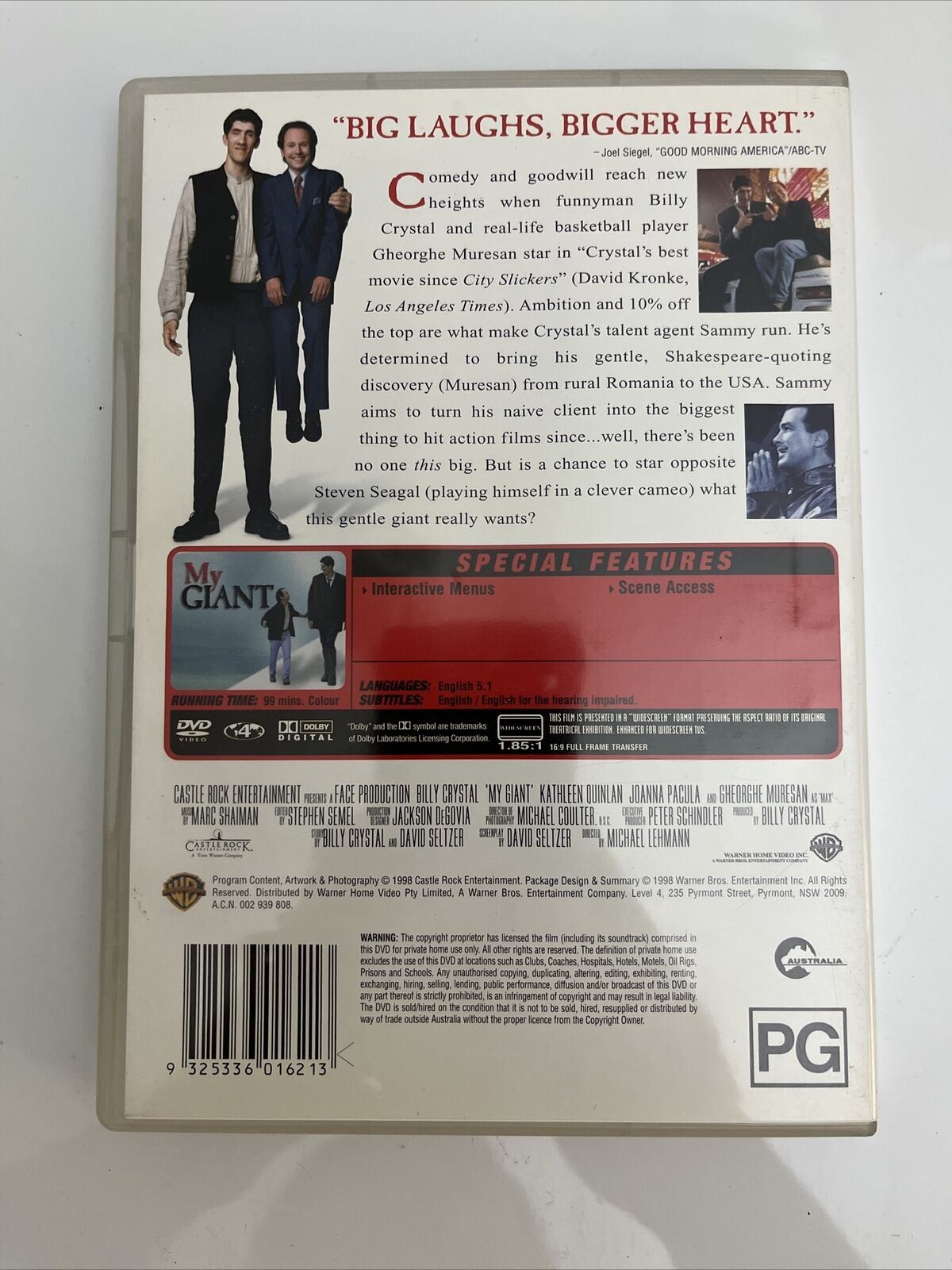 My Giant (DVD, 1998) Billy Crystal NEW Region 4