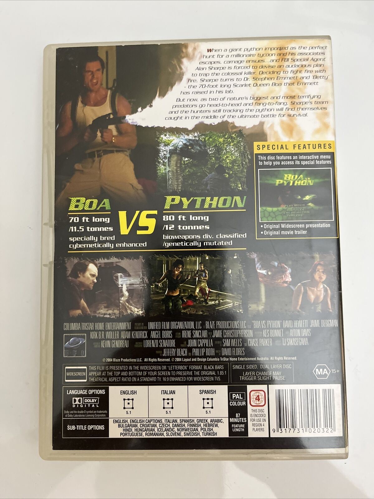 Boa vs Python (DVD, 2004) Action Film. Region 4 – Retro Unit