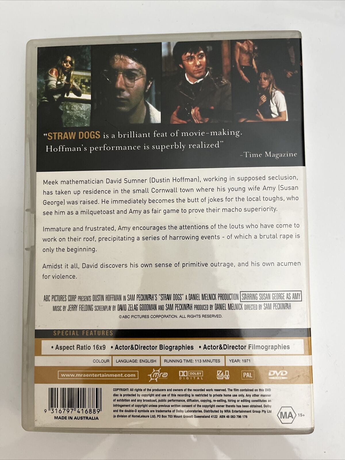 Straw Dogs (DVD, 1971) Dustin Hoffman, Sam Peckinpah NEW Region 4