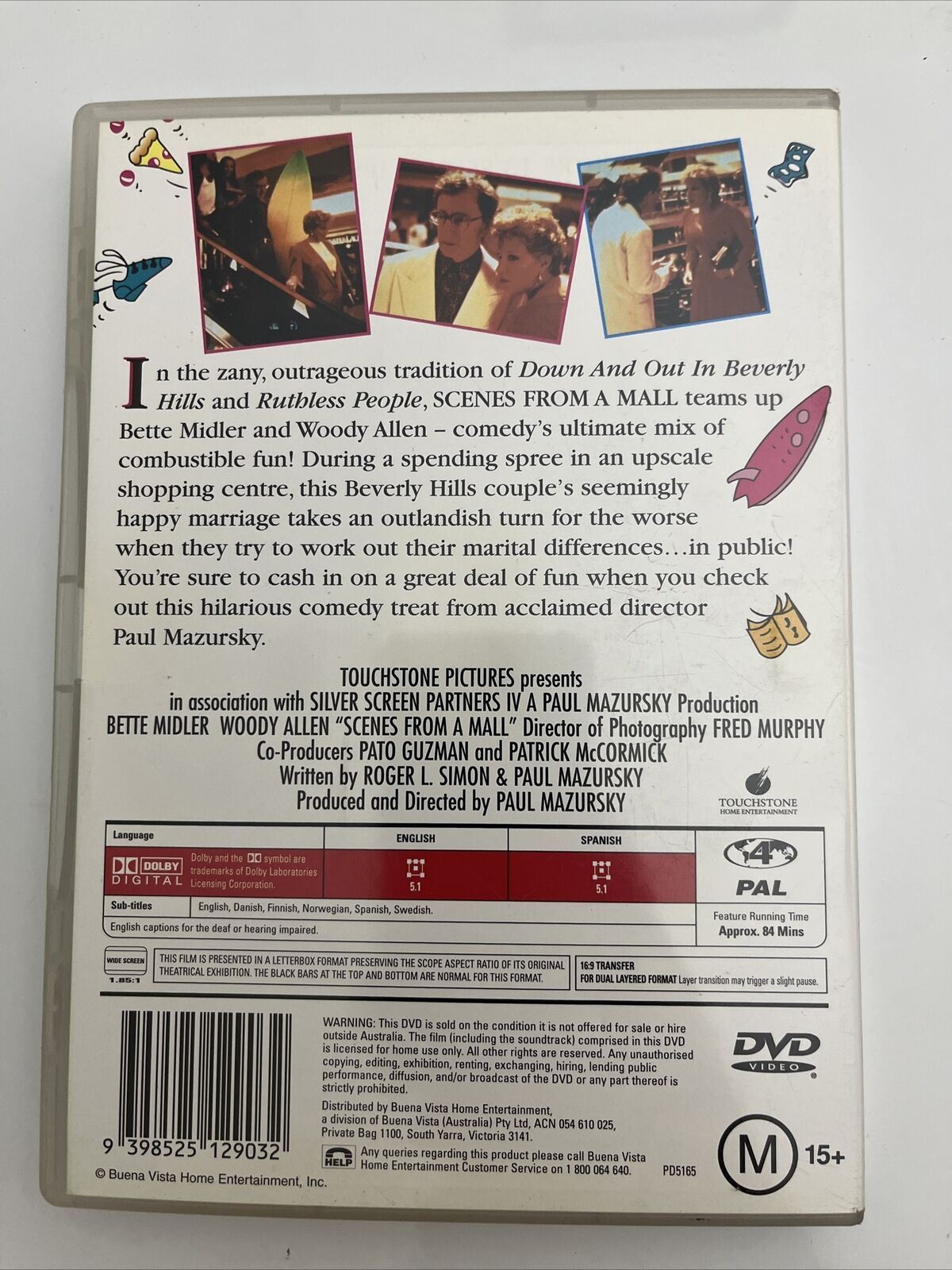 Scenes From A Mall (DVD, 1991) Bette Midler, Woody Allen. Region 4 NEW ...