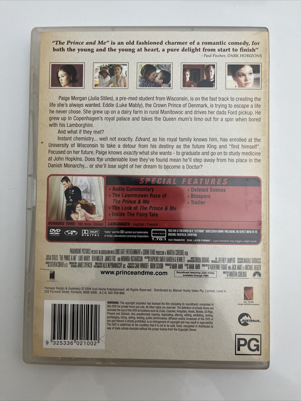 The Prince & Me (DVD, 2004) Julia Stiles, Miranda Richardson Region 4 ...