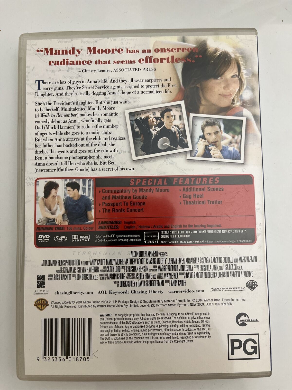Chasing Liberty (DVD, 2003) Mandy Moore Romance Film Region 4