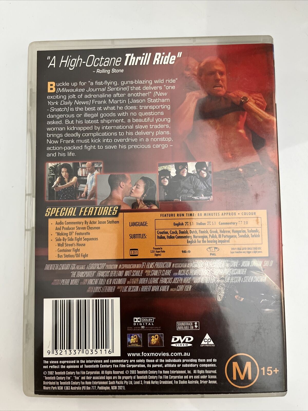 The Transporter (DVD, 2002) Jason Statham Region 4