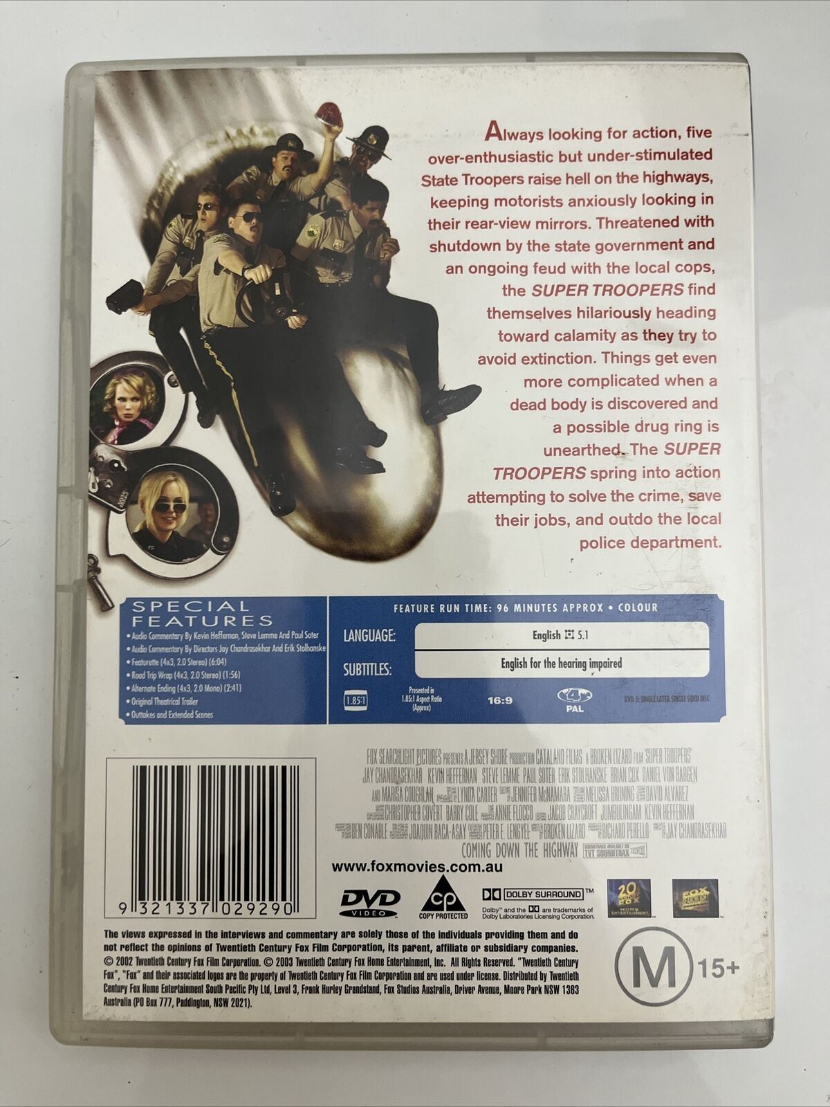 Super Troopers (DVD, 2001) Jay Chandrasekhar, Kevin Heffernan Comedy Region 4