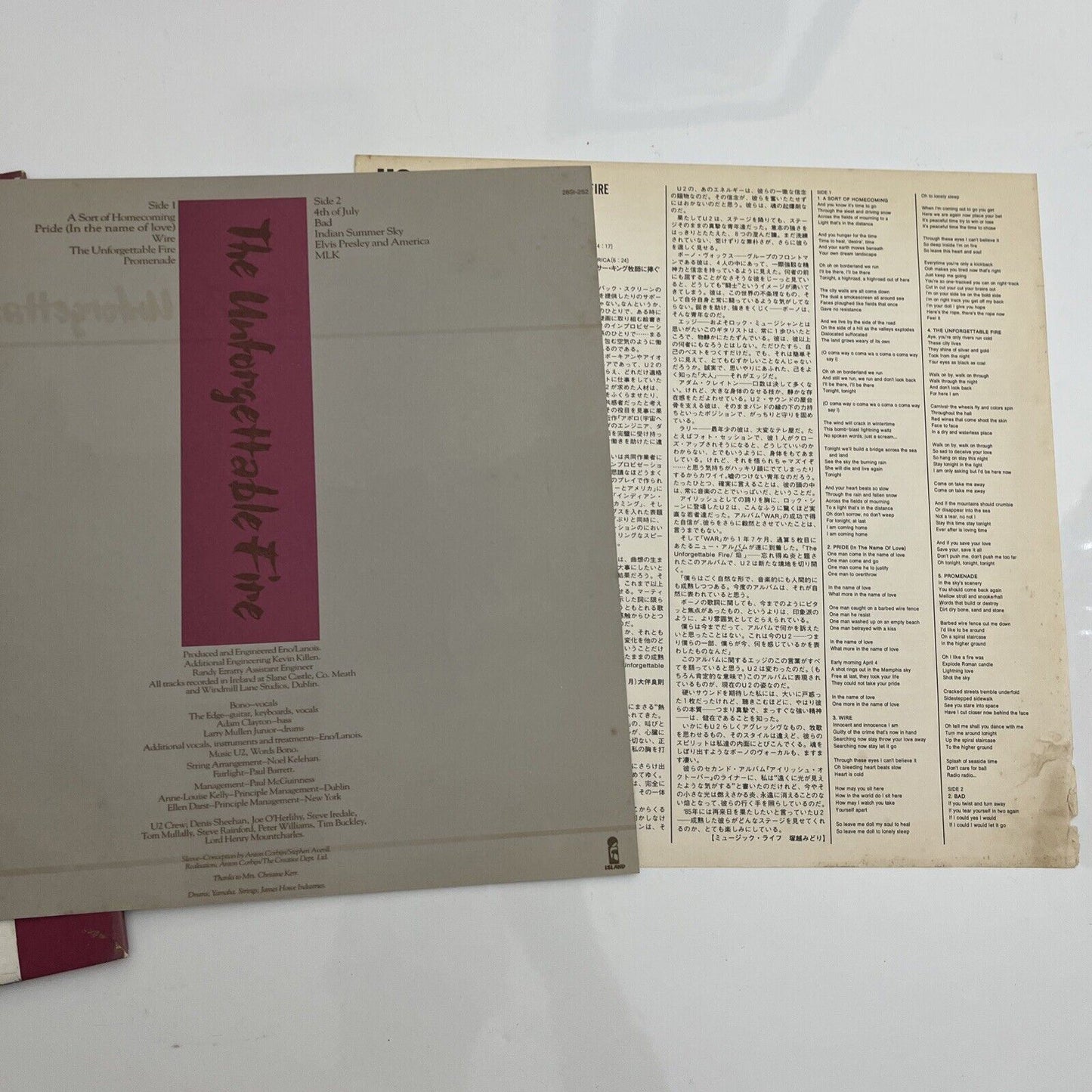 U2 - The Unforgettable Fire 1984 LP Vinyl Record 28SI-252