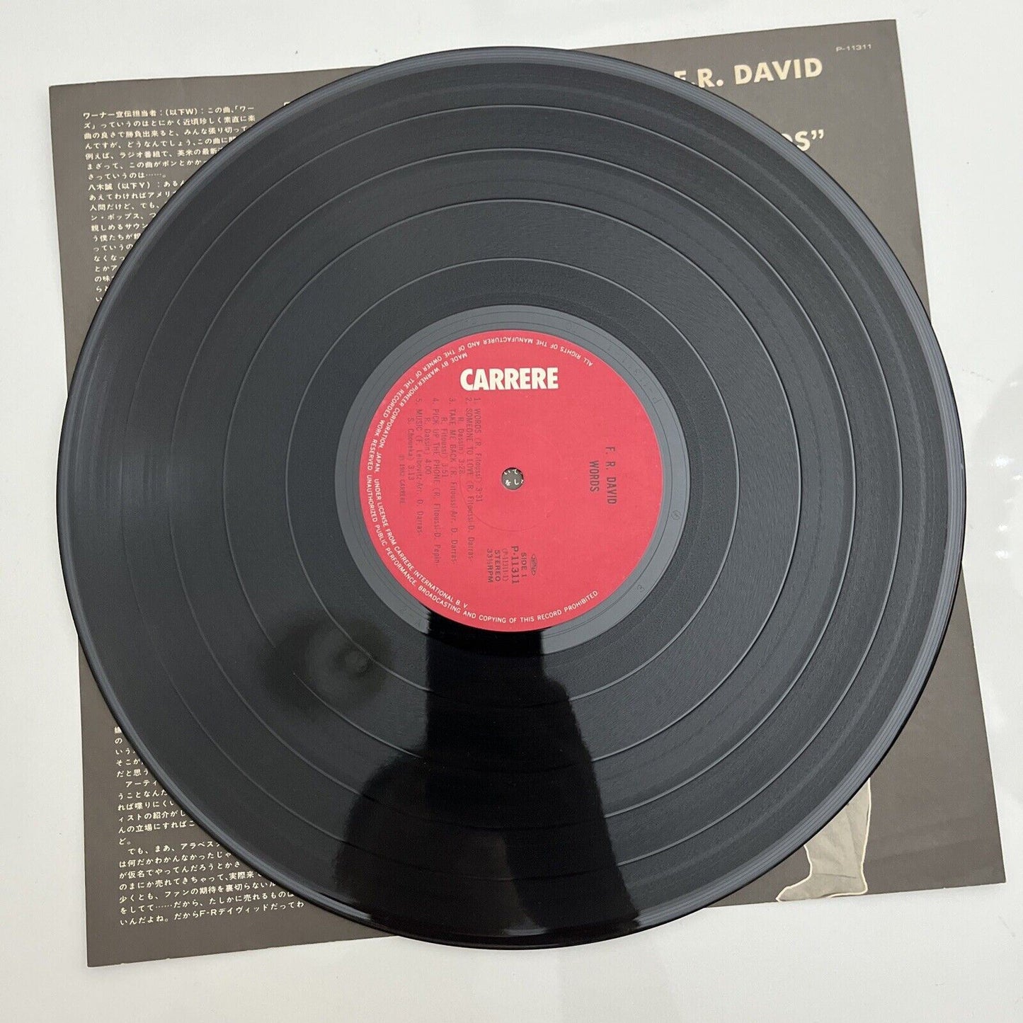 F.R. David – Words 1983 LP Vinyl Record P-11311