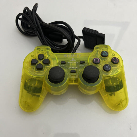 Genuine Official Sony Playstation 2 Dual Shock 2 Transparent Lemon Yellow