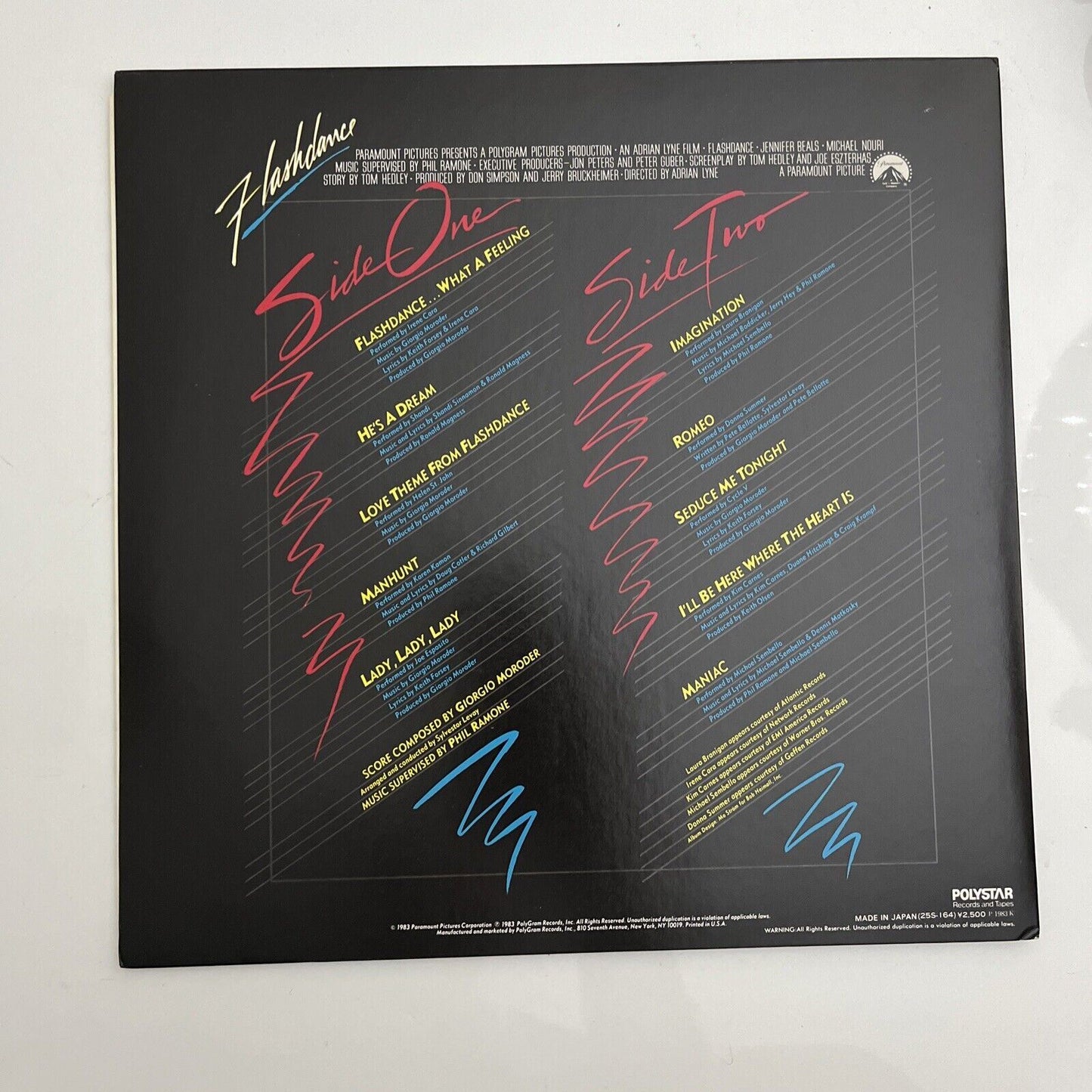 Flashdance Soundtrack from Motion Picture LP 1983 Vinyl Record with Obi 25S-164